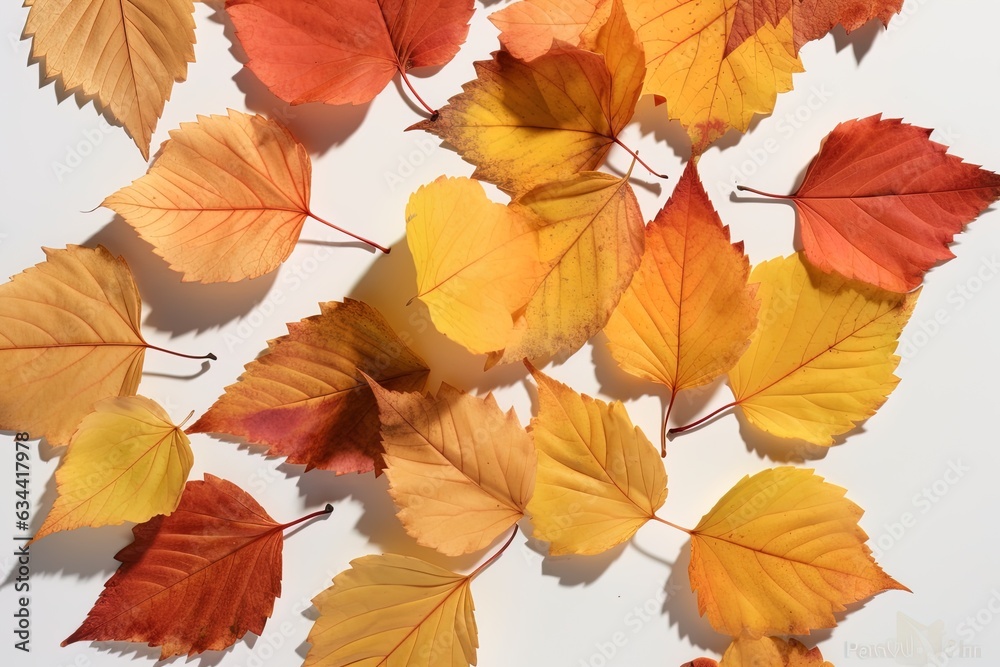 autumn leaves on white background