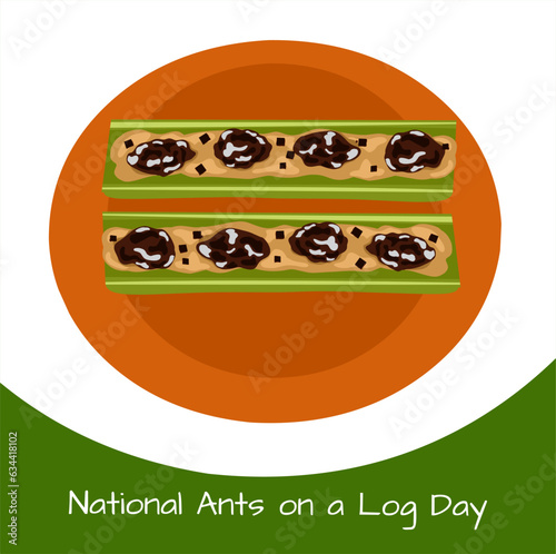 Ants on a Log served on a wooden platter to celebrate National Ant Day on Log Day on Sept 13