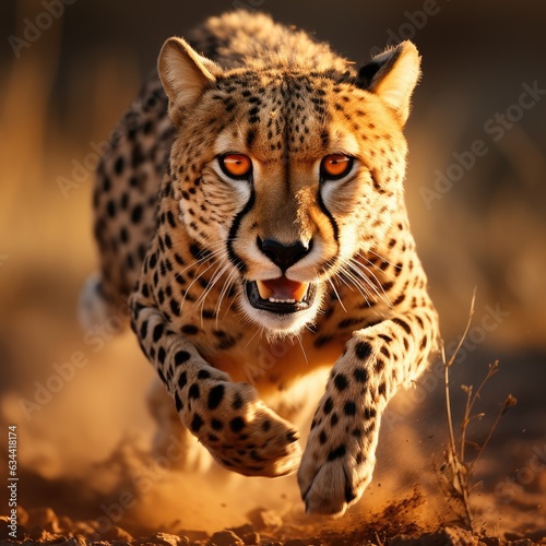 A gripping snapshot of a determined cheetah sprinting at full speed.  © kept