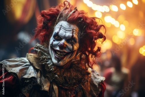 Fotografie, Obraz Creepy monster clown like from a horror movie