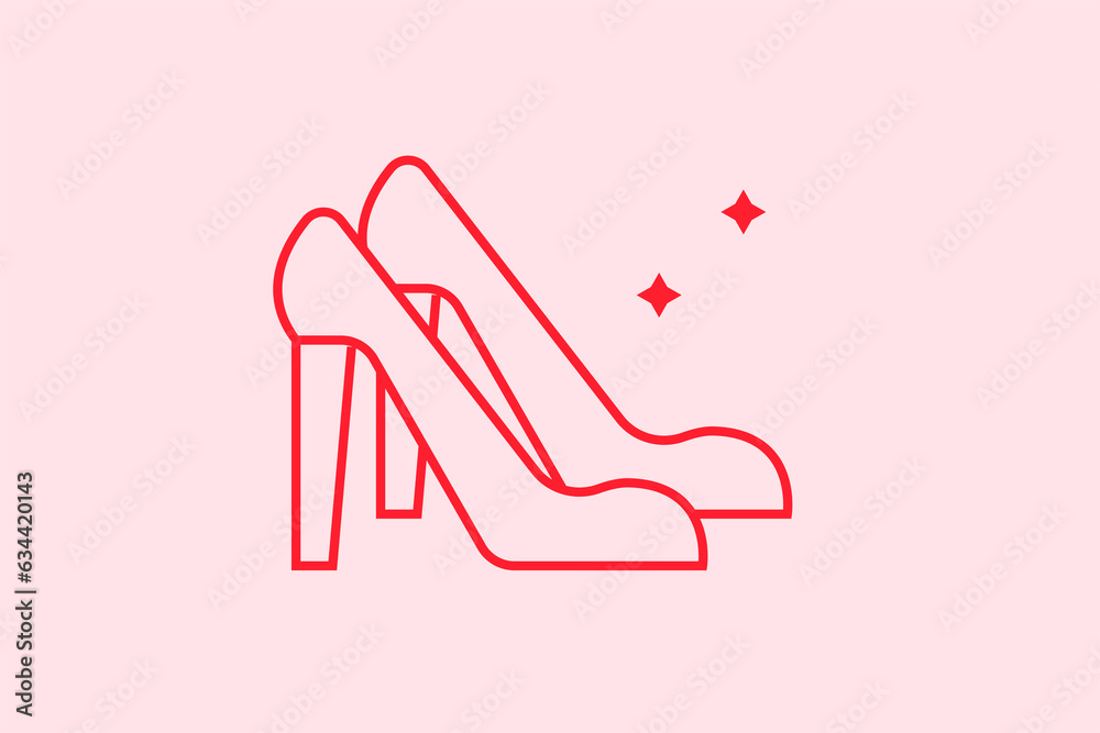 Geometric women shoes illustration in flat style design. Vector illustration.  - obrazy, fototapety, plakaty 