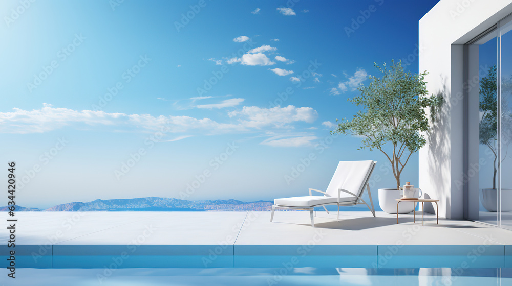 A serene and calm poolcore scene, featuring a minimalistic design. This image encapsulates the tranquility of poolside moments, evoking a sense of peace and relaxation.
