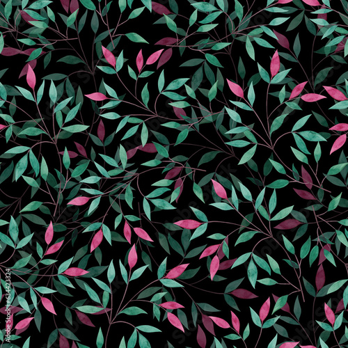 Seamless pattern with watercolor flowers, repeating floral background hand drawing. Perfectly for web design, greeting, wedding card, wallpaper, fabric, texture and other printing.