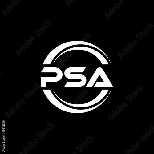 PSA letter logo design with black background in illustrator, vector logo modern alphabet font overlap style. calligraphy designs for logo, Poster, Invitation, etc.