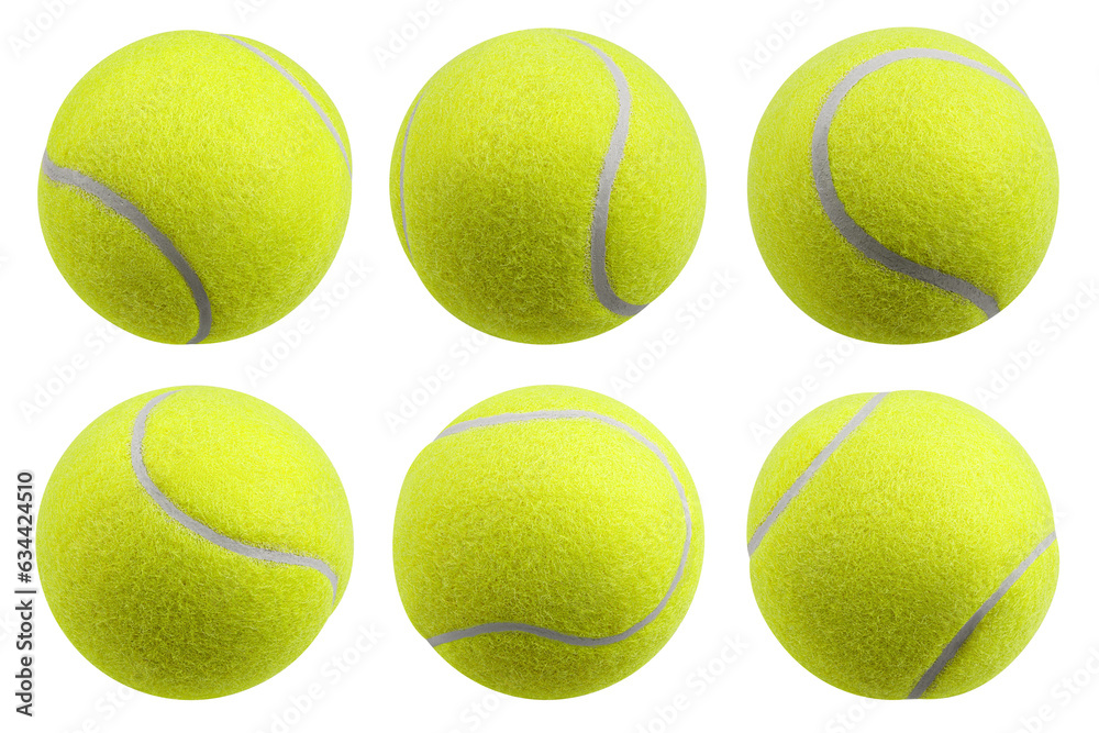 Tennis ball, isolated on white background, full depth of field