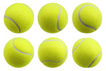Tennis ball, isolated on white background, full depth of field