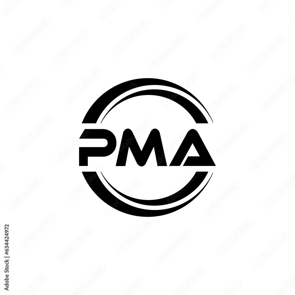 PMA letter logo design with white background in illustrator, vector logo modern alphabet font overlap style. calligraphy designs for logo, Poster, Invitation, etc.