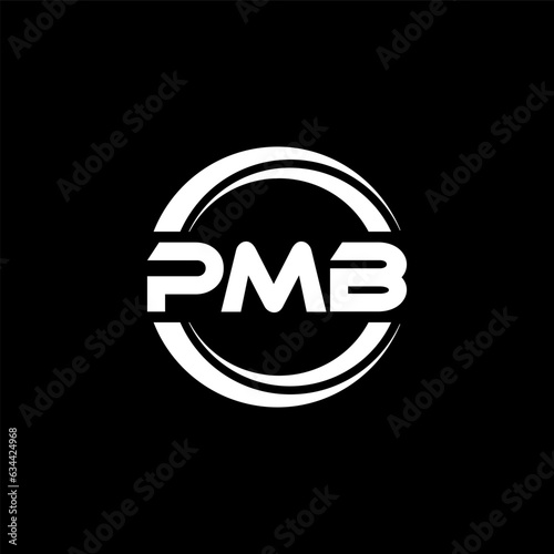 PMB letter logo design with black background in illustrator, vector logo modern alphabet font overlap style. calligraphy designs for logo, Poster, Invitation, etc.