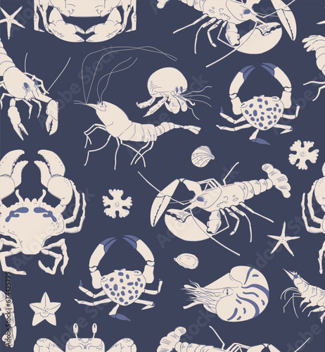 Photography Seamless vector pattern with animals under water