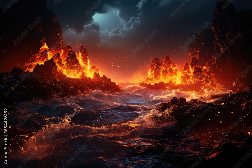 Oceanic Inferno: The Breathtaking Moment When Molten Lava Cascades into the Icy Blue Ocean, Creating Rising Steam