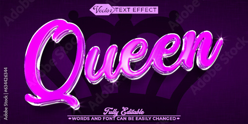 Purple Elegant Queen Vector Editable Text Effect Template
