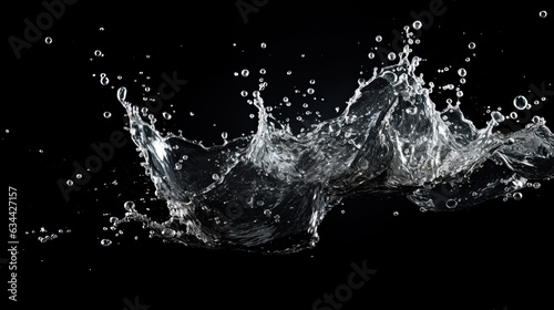Realistic water splash on a black background, generated by AI
