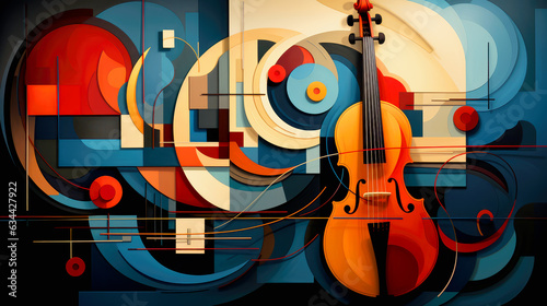 Music Concept. Geometrical Vibrant Colors. Abstract Background. Ai Generated  