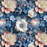 Blue and White Flower Pattern - AI