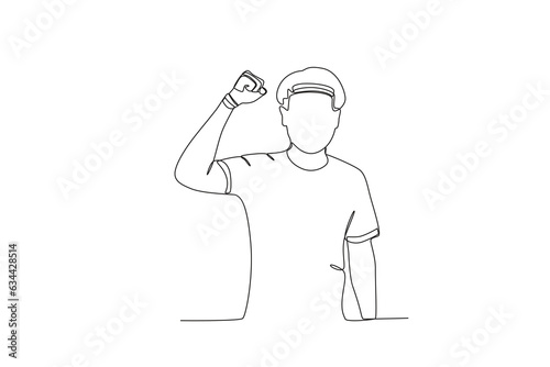 A man who celebrates youth vow day. Youth pledge one-line drawing