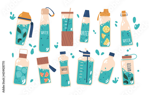 Water Bottle Set Includes Multiple Containers For Convenient Hydration On The Go, Designed With Various Sizes