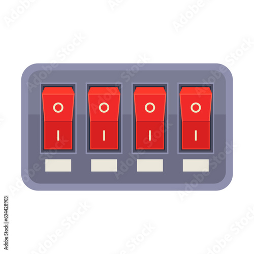 Switches illustration. Switches or circuit breaker, electric button for machine on white background. Technology, electricity concept