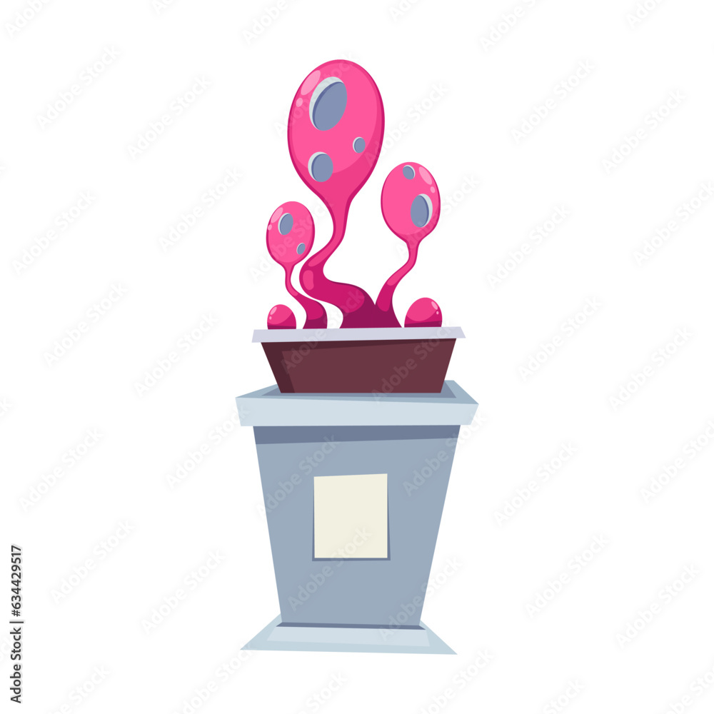 Modern abstract plant sculpture on white background. Cartoon illustration of sculpture in contemporary style. Art museum exhibit cartoon illustration. Modern art concept Modern abstract plant sculpture on white background. Cartoon illustration of sculpture in contemporary style. Art museum exhibit cartoon illustration. Modern art concept