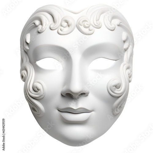 white theatrical mask on isolated transparent background