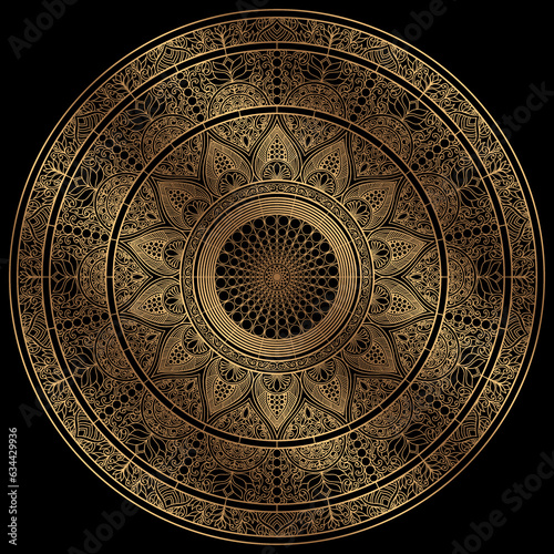 Mehndi Henna Drawing Circular Mandala pattern for tattoo  decoration premium product poster or painting. Decorative ornament in ethnic oriental style. Outline doodle hand draw illustration.