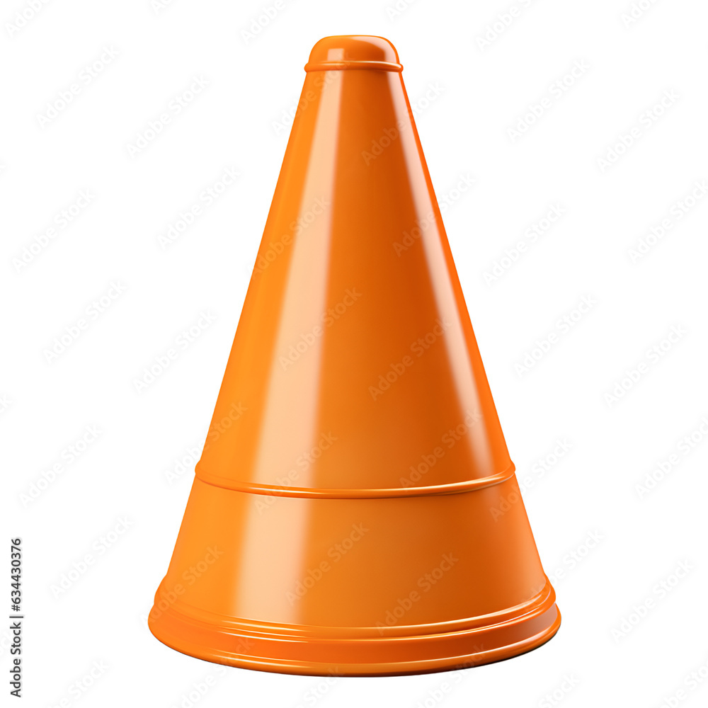 orange traffic cone object on isolated transparent background orange traffic cone object on isolated transparent background