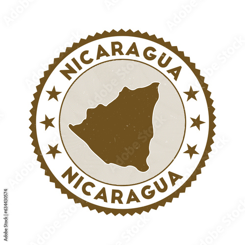 Nicaragua emblem. Country round stamp with shape of Nicaragua, isolines and round text. Artistic badge. Modern vector illustration.