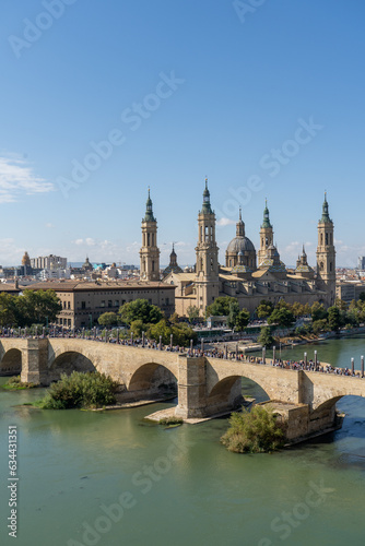  Zaragoza Spain. October 12, 2022 landscapre picture of the basilica of the Pilar on the national day of Spain photo