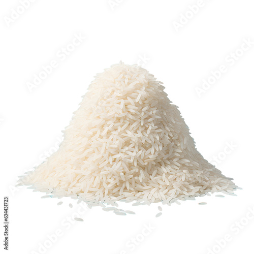 White rice piled alone on transparent background zoomed in