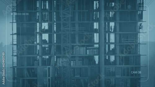 CCTV Workers On Levels Of Building Under Construction
