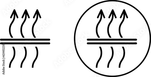 The badge is made of breathable material or leather. Contour vector icon .Breathable material. Vector linear icon highlighted on a white background. For web design and infographics