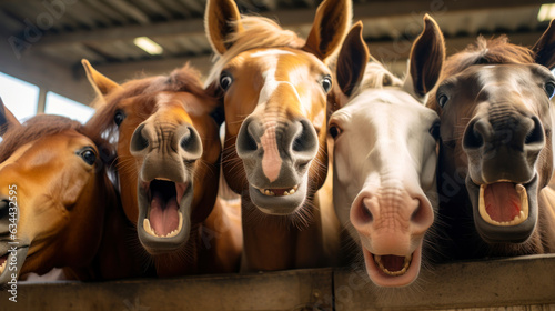 happy horses smile in stall generative ai