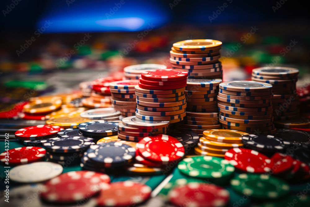 poker chips at the table big stack. generative ai poker chips at the table big stack. generative ai