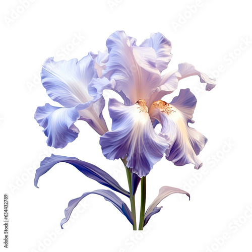 Iris flower blossoming on transparent background