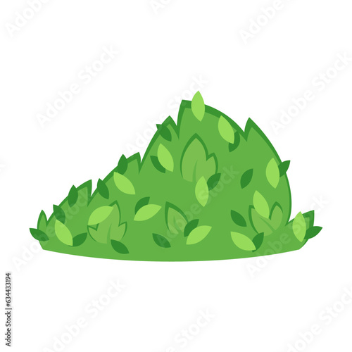 Autumn forest or park pile of green leaves illustration. Cartoon drawing of fallen leaves or foliage on white background. Autumn or fall concept