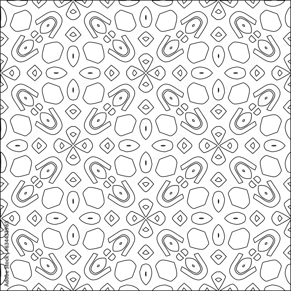Abstract background with figures from lines. black and white pattern for web page, textures, card, poster, fabric, textile. Monochrome graphic repeating design. Abstract background with figures from lines. black and white pattern for web page, textures, card, poster, fabric, textile. Monochrome graphic repeating design.