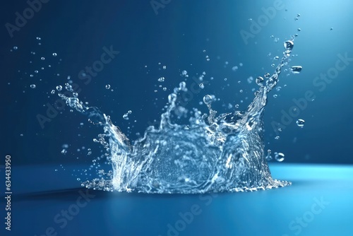 Water blue liquid wet drop transparent ripple motion splashing wavw Generative AI