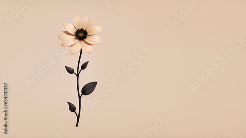 flower abstract background  3D illustration of a beige  flower on solid colour background   Printable digital art   flower abstract   minimal abstract   generative ai 