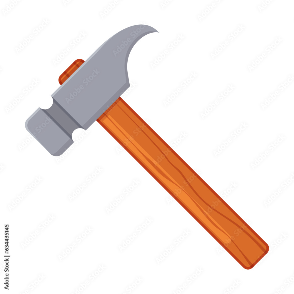 Hammer for building bird house vector illustration. Drawing of tool and equipment for birdhouse on white background. Carpentry, woodwork concept Hammer for building bird house vector illustration. Drawing of tool and equipment for birdhouse on white background. Carpentry, woodwork concept