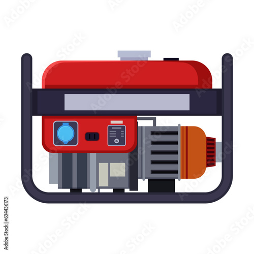 Petrol generator vector illustration. Cartoon drawing of portable electric power generator isolated on white background. Technology, electricity, energy or fuel concept