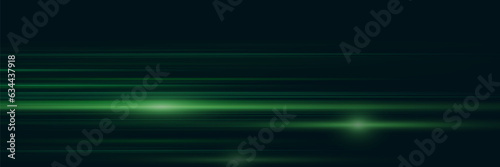 Abstract green neon speed light effect on black background. Vector illustration.