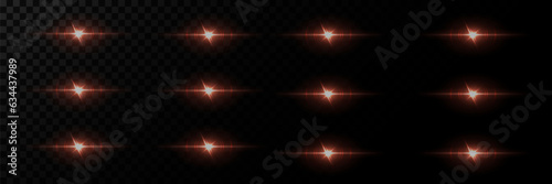 Flashing lights. Collection of light effects and highlights. On a transparent background.