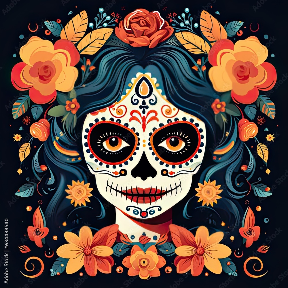 Dia de muertos illustration mexican traditional festival