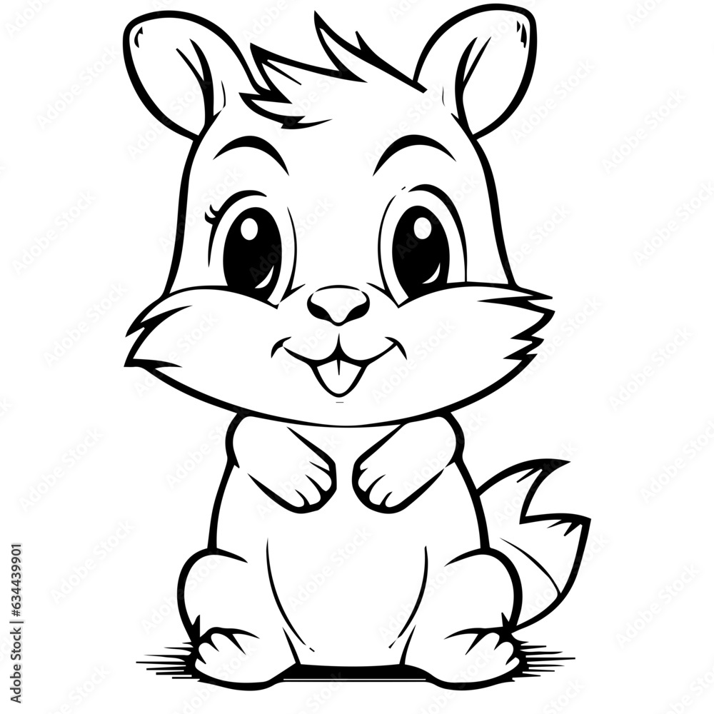 Fototapeta premium Happy squirell vector illustration hand drawn in doodle style