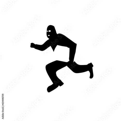 Silhouette of a thief breaking money running