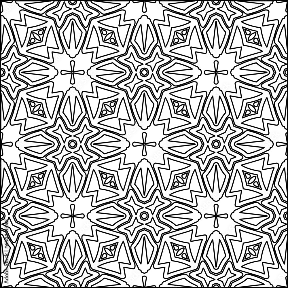 Abstract background with figures from lines. black and white pattern for web page, textures, card, poster, fabric, textile. Monochrome graphic repeating design.
Abstract background with figures from lines. black and white pattern for web page, textures, card, poster, fabric, textile. Monochrome graphic repeating design.