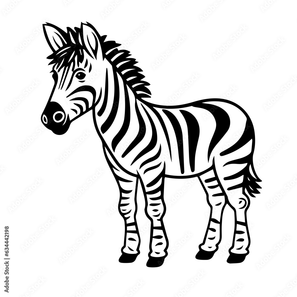 Obraz premium Hand drawn vector coloring page of cartoonish Zebra