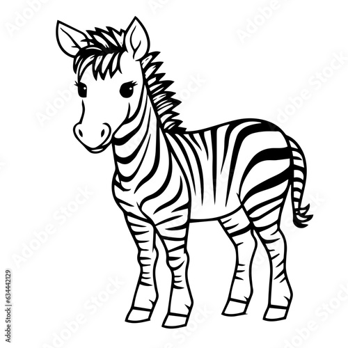 Hand drawn vector coloring page of cartoonish Zebra