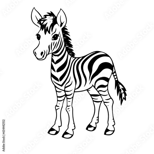 Hand drawn vector coloring page of cartoonish Zebra