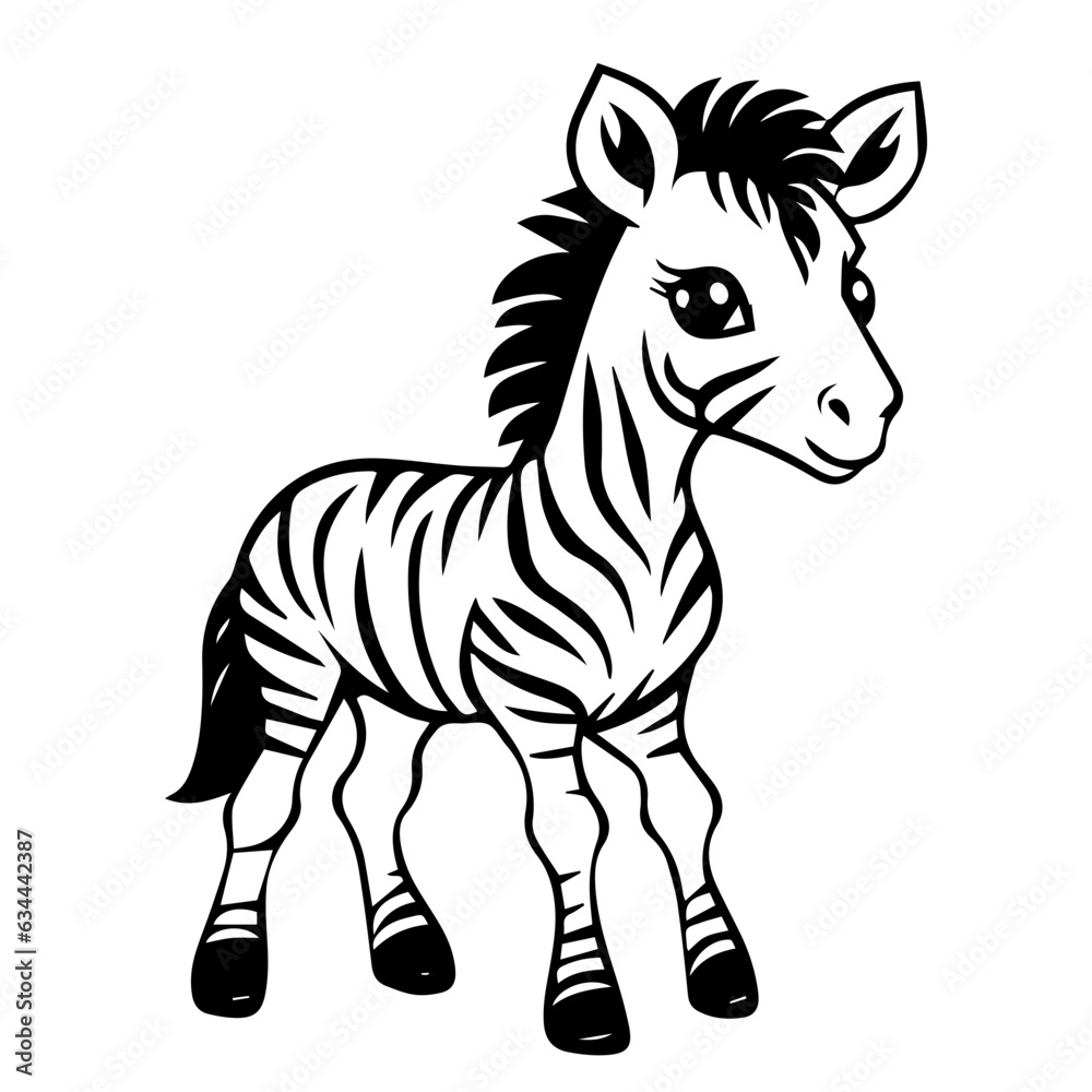 Fototapeta premium Hand drawn vector coloring page of cartoonish Zebra