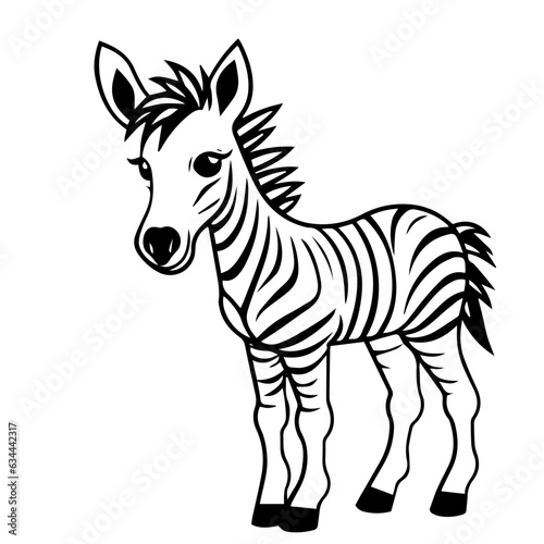 Hand drawn vector coloring page of cartoonish Zebra